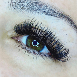 Eyelash extension results enhancing overall eye definition.