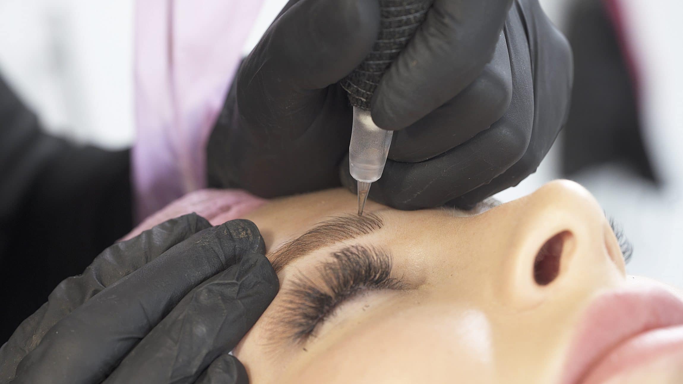 Nano hair stroke brow treatment creating realistic, fine hair-like strokes at Beauty Glam Studio in Boca Raton, FL.