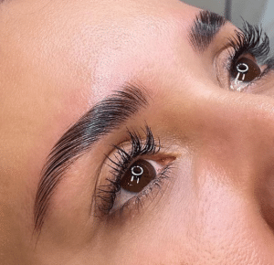 Finished brow lamination results with soft, lifted brows at Beauty Glam Studio in Boca Raton, FL.