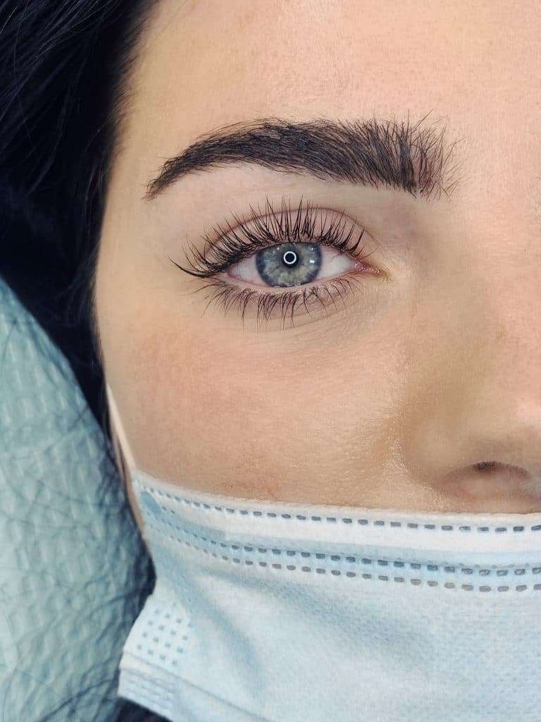 Finished lash lift and tint results creating longer-looking, darker lashes at Beauty Glam Studio in Boca Raton, FL.